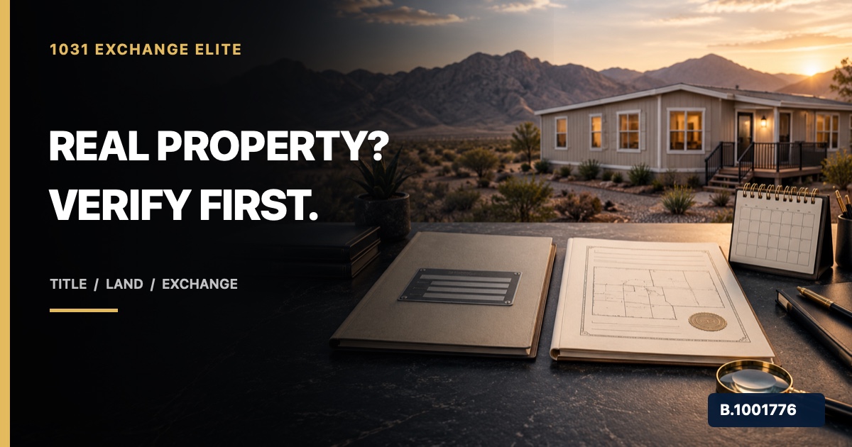 Nevada manufactured rental home with separate blank structure, parcel, and exchange-calendar files, marked Nevada Broker B.1001776
