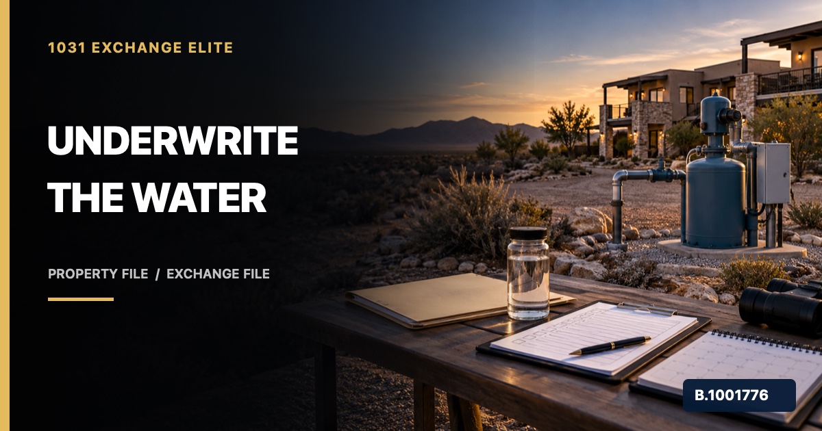 Nevada rental property with private-well equipment, sample vial, inspection checklist, and calendar, marked Nevada Broker B.1001776